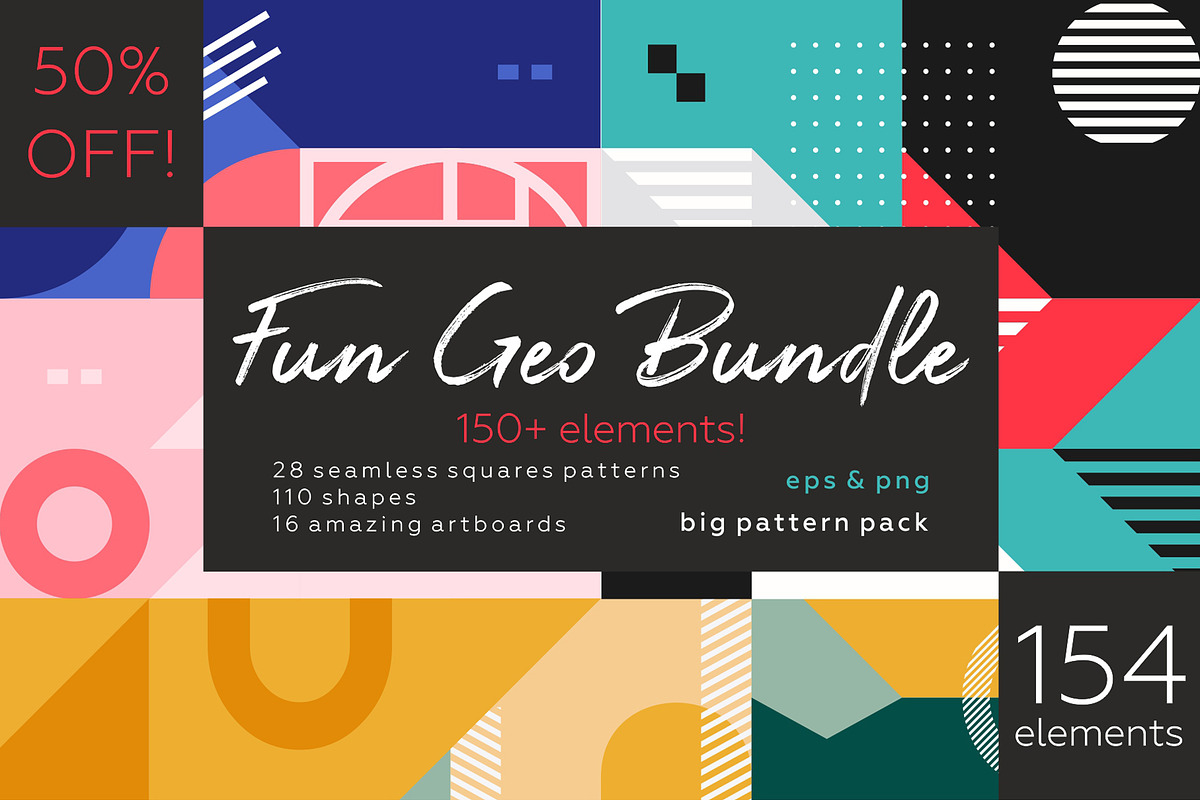 Fun Geometry pattern bundle. in Patterns - product preview 8