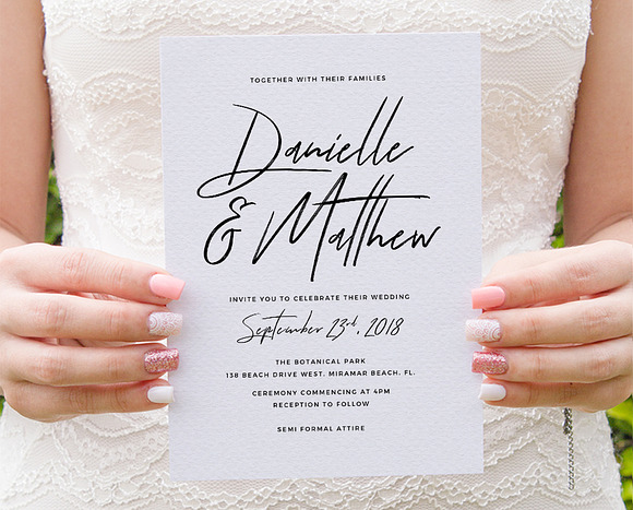 Typography brush script invitations in Wedding Templates - product preview 2