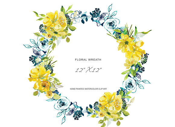 Watercolor Lemon Flowers Clipart in Graphics - product preview 1