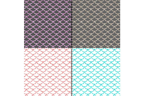 Black & Mermaid Scales Digital Paper in Textures - product preview 1