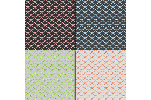Black & Mermaid Scales Digital Paper in Textures - product preview 2
