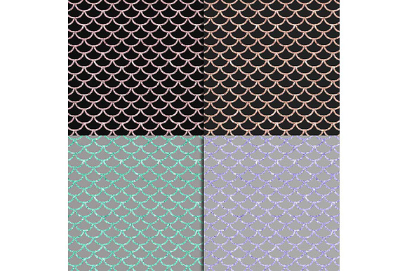 Black & Mermaid Scales Digital Paper in Textures - product preview 3