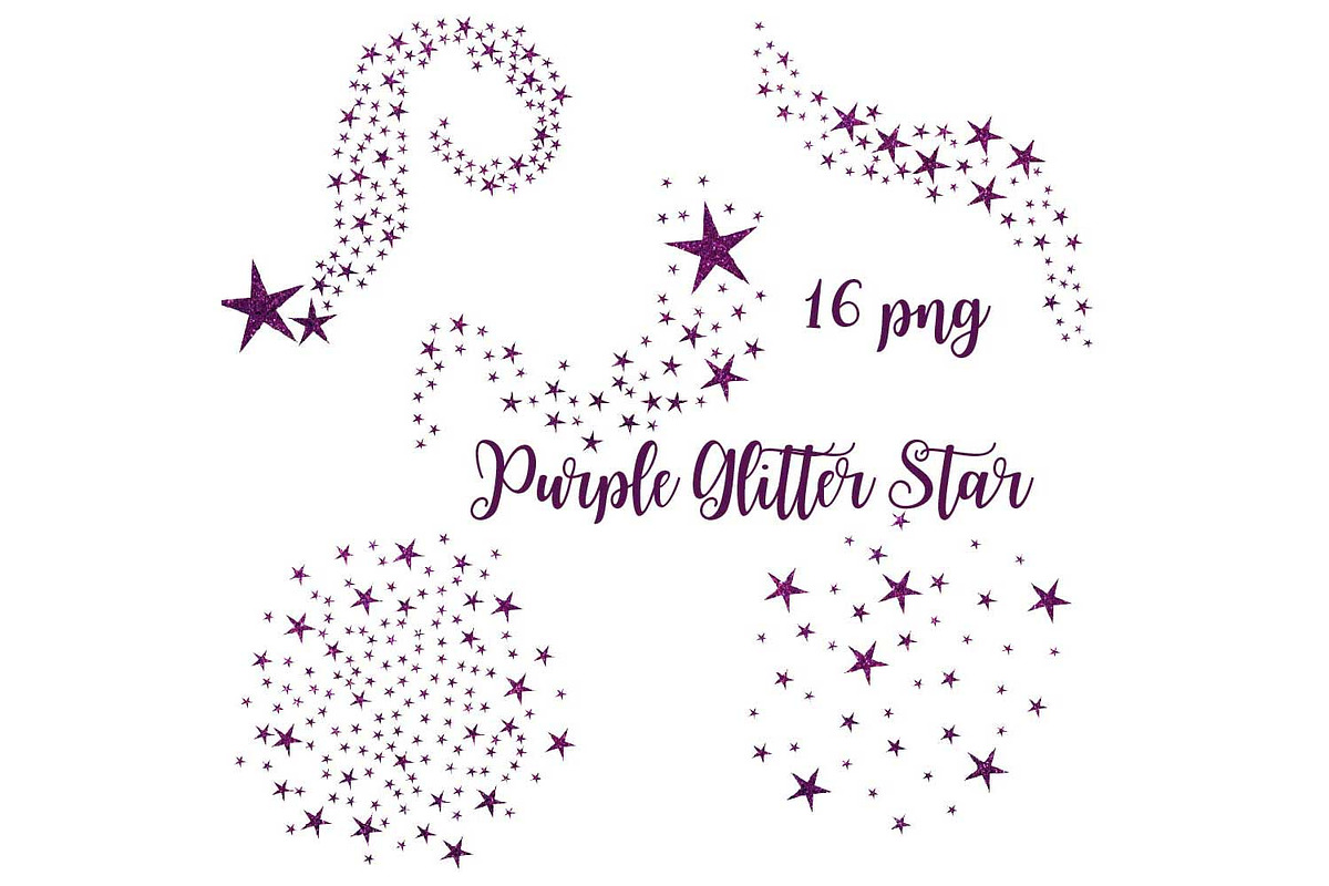 Purple Glitter Swirling Stars in Illustrations - product preview 8