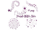 Purple Glitter Swirling Stars