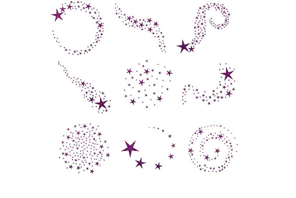Purple Glitter Swirling Stars in Illustrations - product preview 1