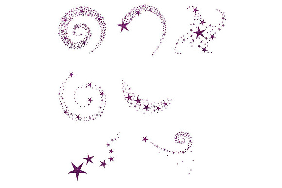 Purple Glitter Swirling Stars in Illustrations - product preview 2