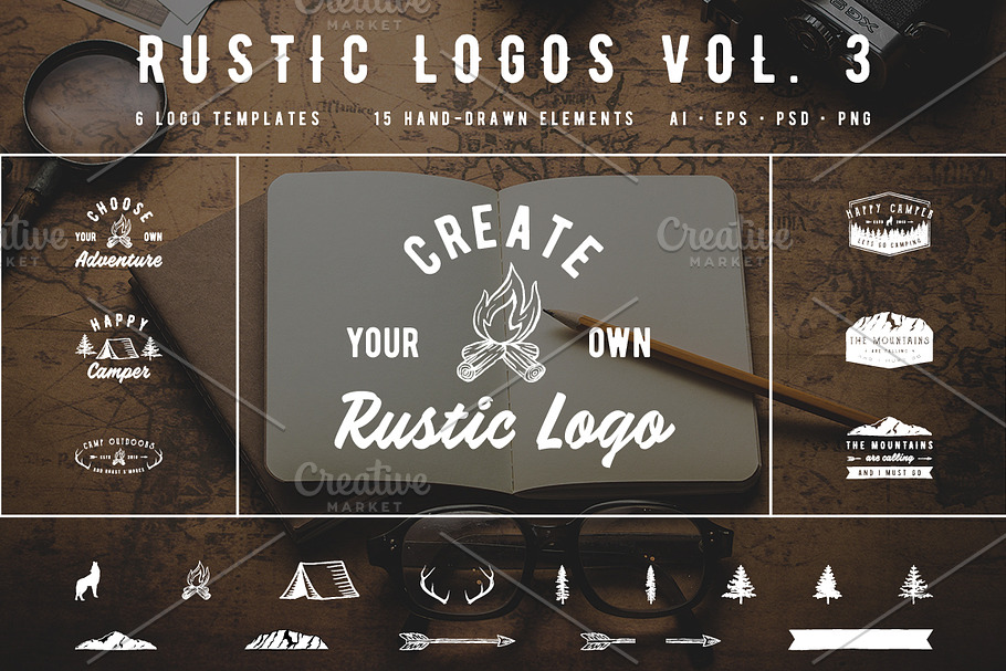 Rustic Logos Volume 3 AI EPS PNG PSD