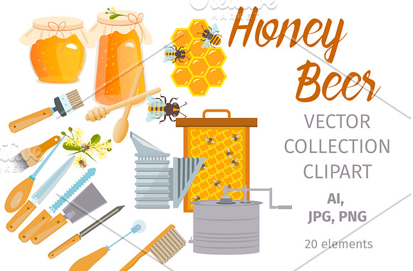 Honey bees. in Illustrations - product preview 3