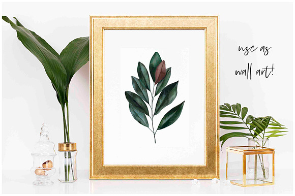 Watercolor Magnolia Leaf in Illustrations - product preview 3