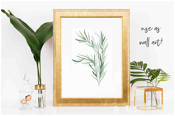 Watercolor Willow Eucalyptus Leaves in Illustrations - product preview 2