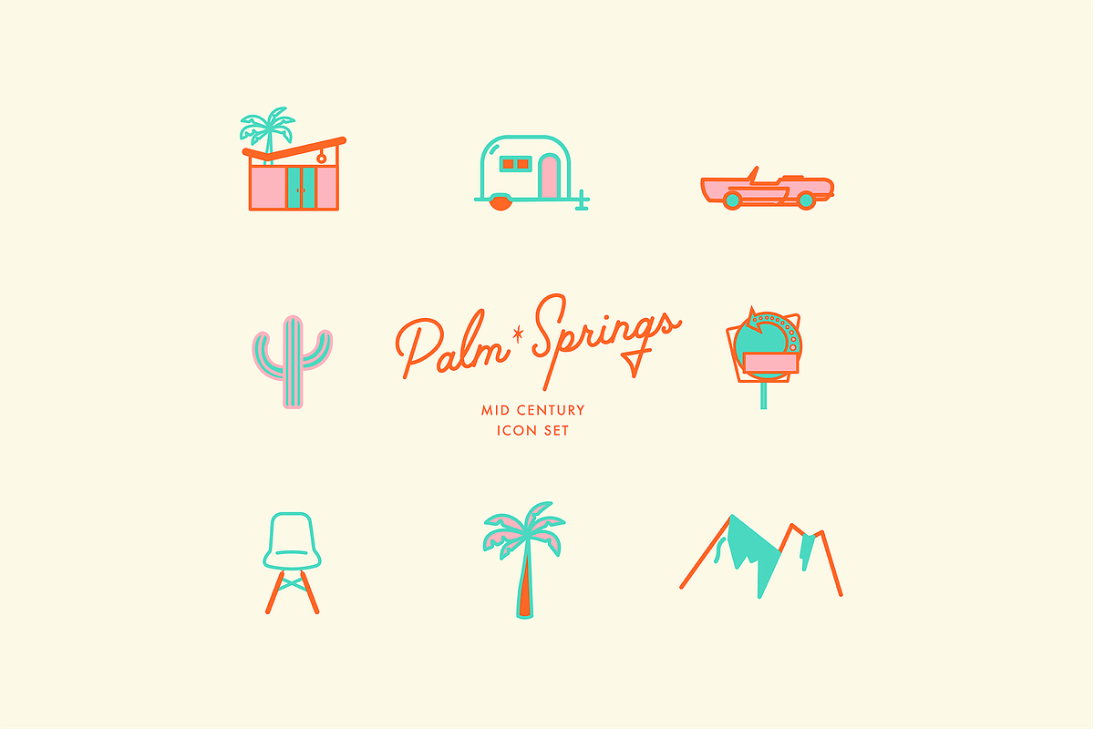 Palm Springs Icon Set in Graphics - product preview 8
