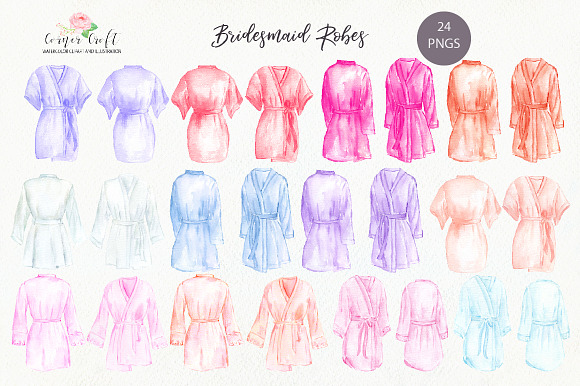 Watercolor bridesmaid robe clipart in Illustrations - product preview 1