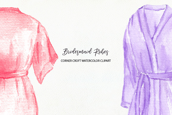 Watercolor bridesmaid robe clipart in Illustrations - product preview 2
