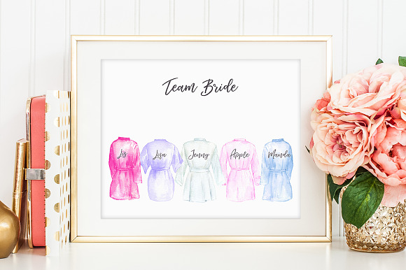 Watercolor bridesmaid robe clipart in Illustrations - product preview 3