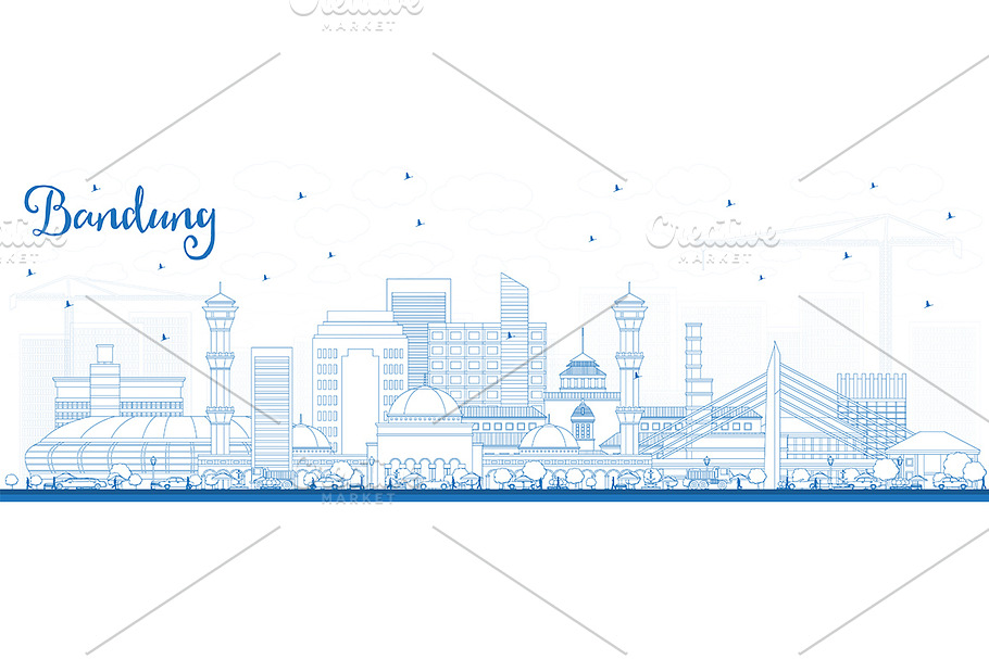 Outline Bandung Indonesia City  in Illustrations - product preview 8