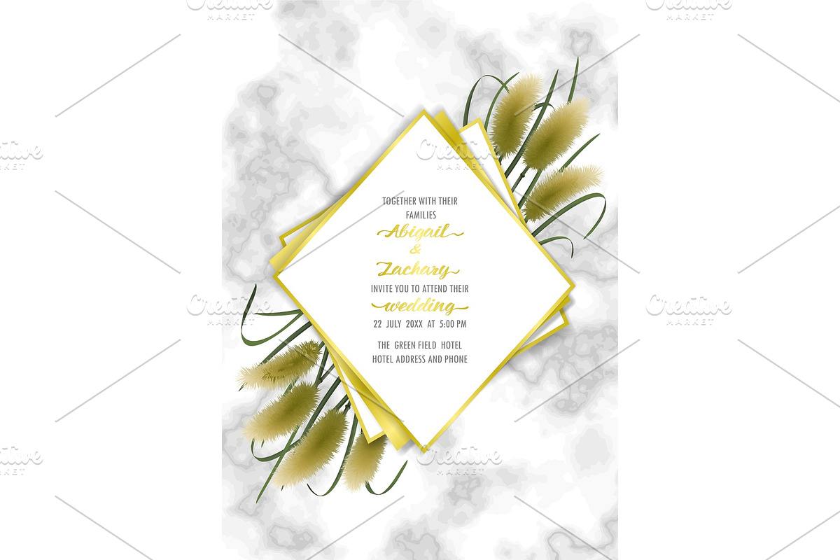 Marble Template with Miscanthus in Illustrations - product preview 8