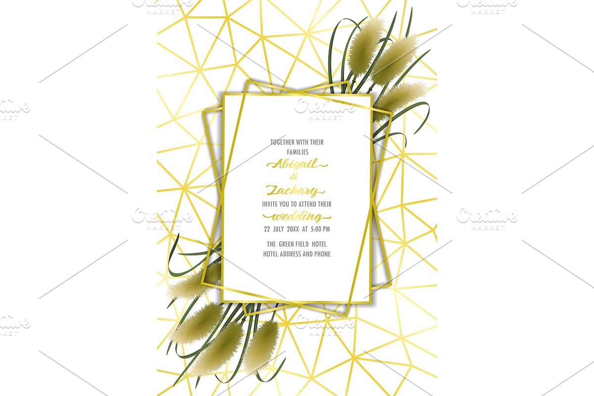 Wedding Invitation with Miscanthus in Illustrations - product preview 8