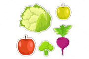 Ripe Fruits and Vegetables Vector