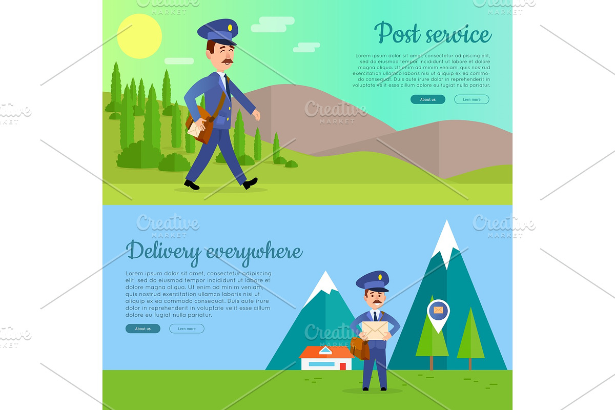Post Service Vector Cartoon Web in Illustrations - product preview 8