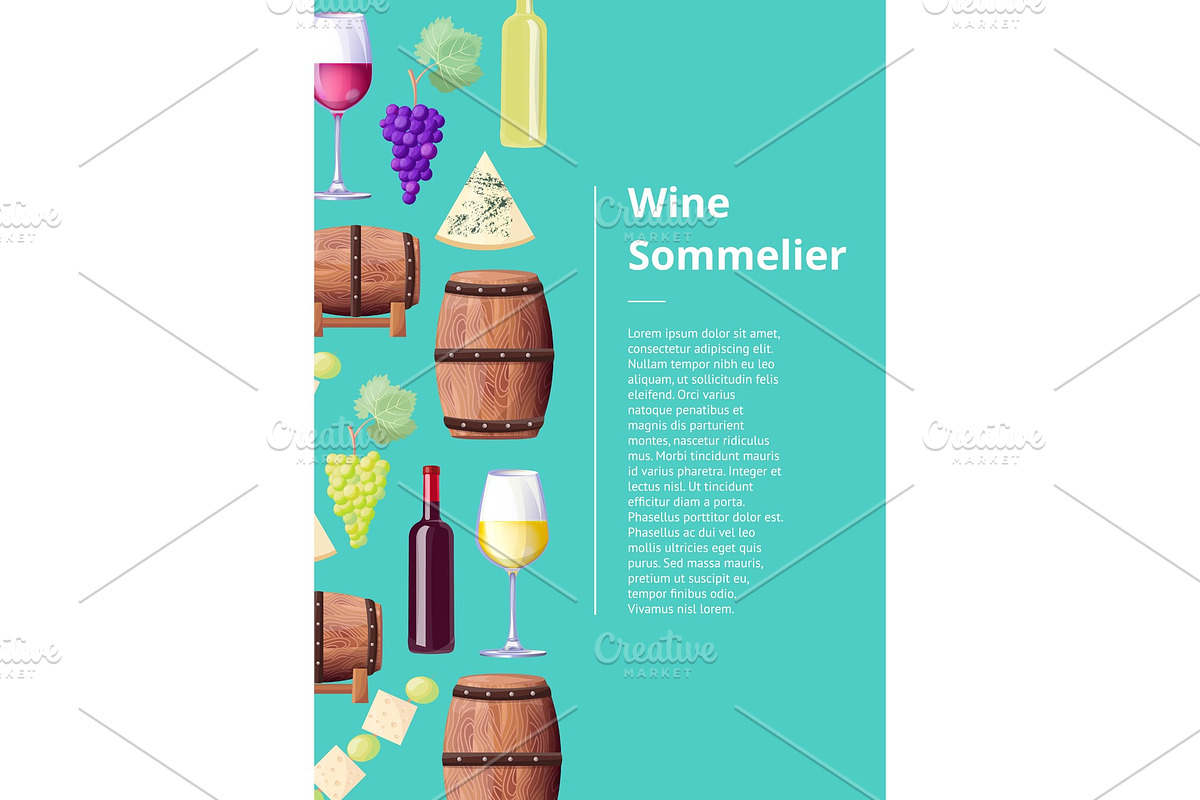 Wine Sommelier Info Poster with in Illustrations - product preview 8