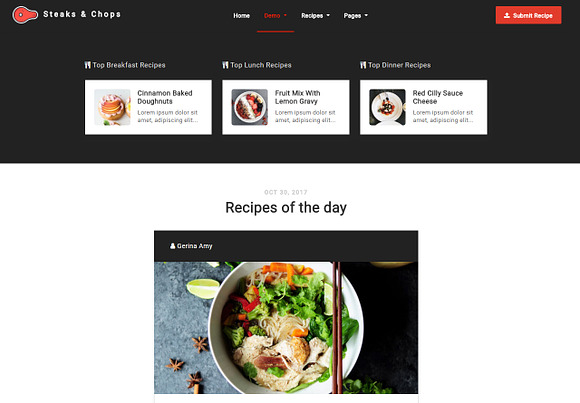 Steaks & Chops - Recipes Template in Bootstrap Themes - product preview 2