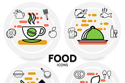 Food line icons concept