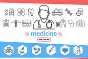 Medicine line icons set