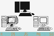 retro desktop computer svg png eps