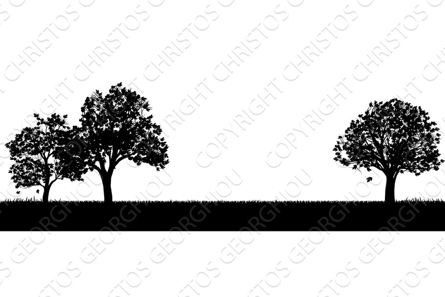 Field of Grass or Park and Trees in in Illustrations - product preview 8