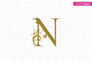 n initial, n wedding logo