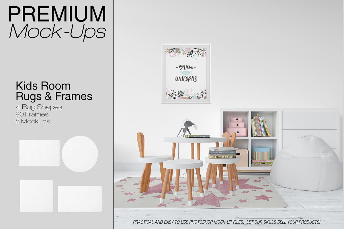 Kids Room Rugs & Frames - Many Sizes in Product Mockups - product preview 8