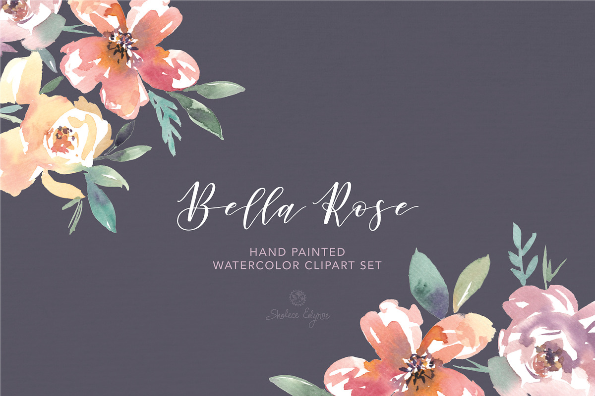 Bella Rose Watercolor Floral Clipart in Illustrations - product preview 8