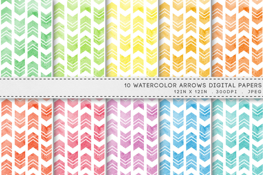 Watercolor Arrows Digital Paper
