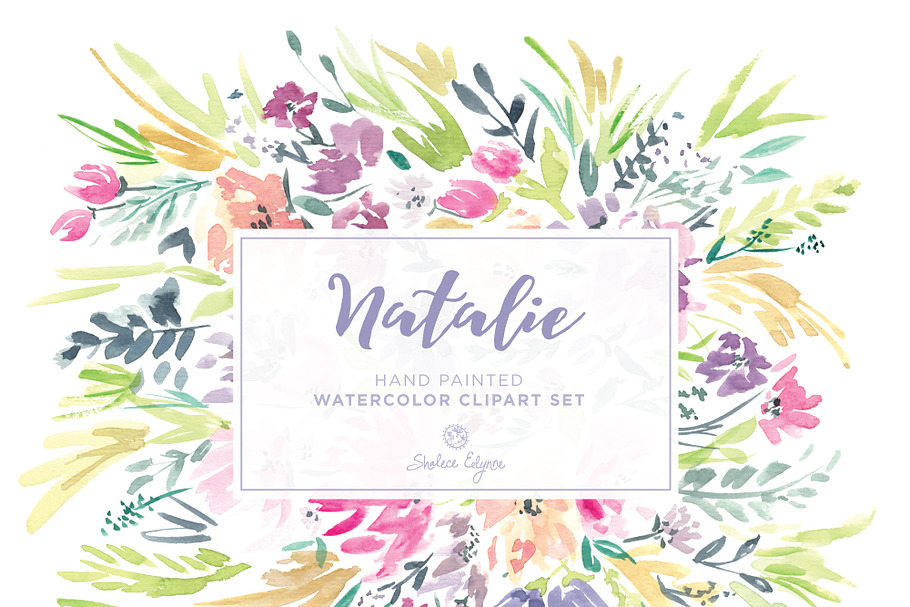 Natalie - Watercolor Floral Clipart in Illustrations - product preview 8