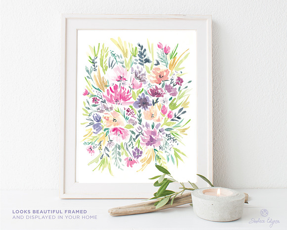 Natalie - Watercolor Floral Clipart in Illustrations - product preview 3