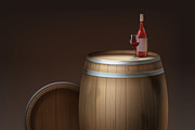 Wooden barrels of grapes wine