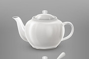 White teapot and sugar bowl