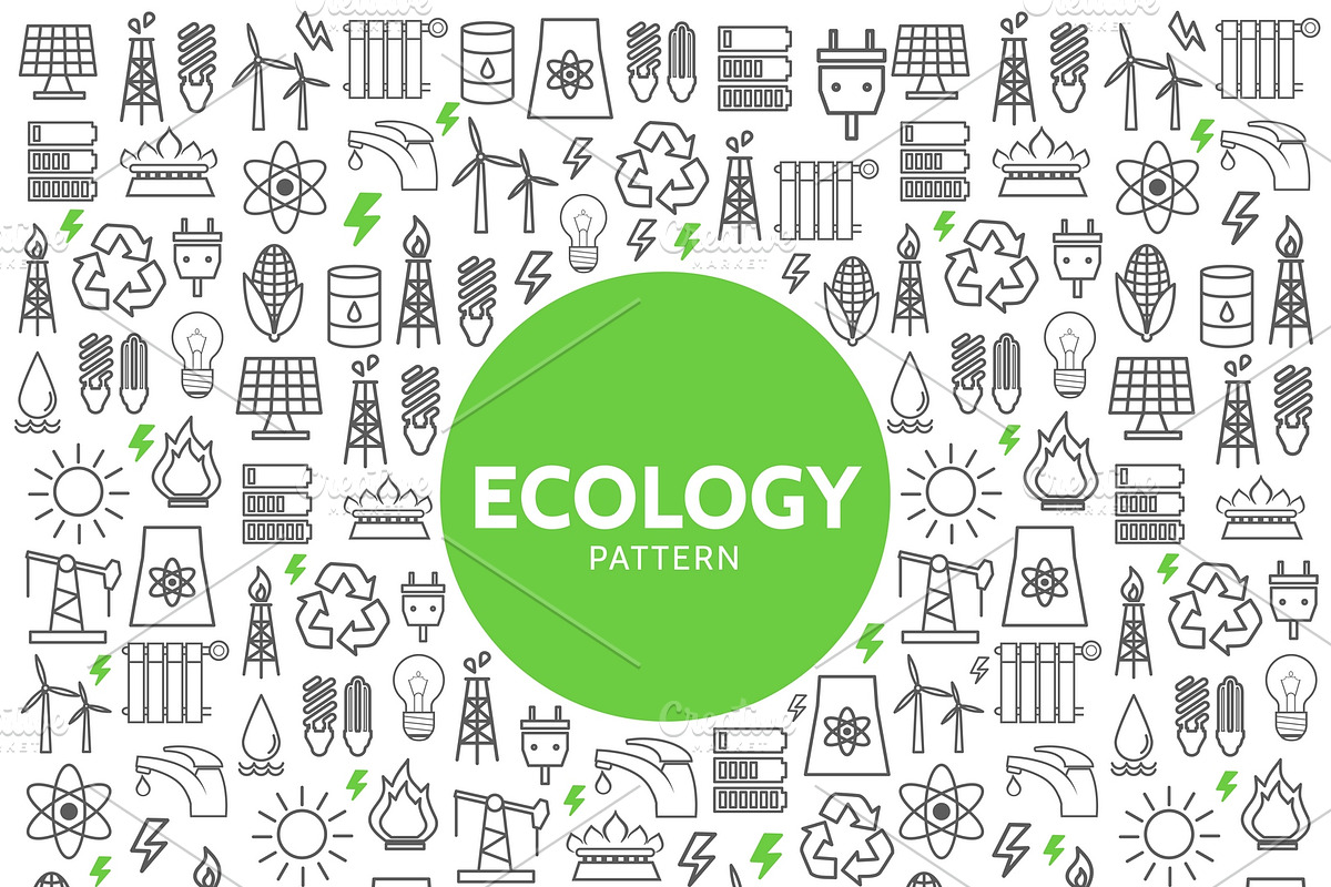 Ecology line icons pattern in Patterns - product preview 8