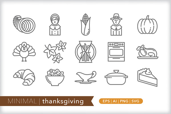 Minimal thanksgiving icons