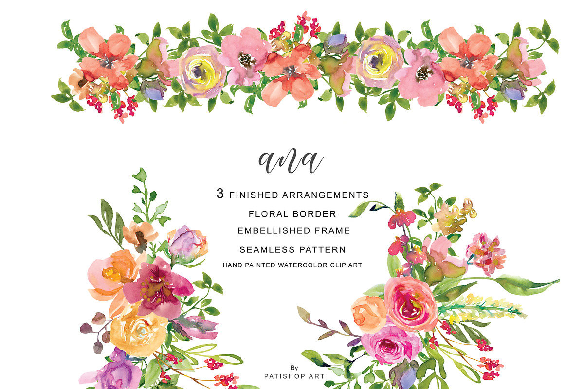 Watercolor Soft Colorful Flowers in Illustrations - product preview 8