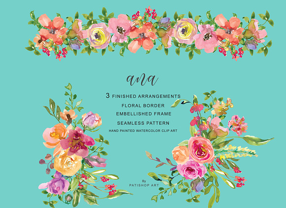 Watercolor Soft Colorful Flowers in Illustrations - product preview 1