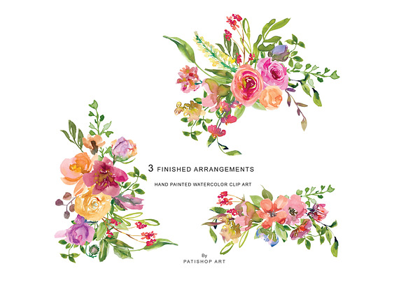 Watercolor Soft Colorful Flowers in Illustrations - product preview 3