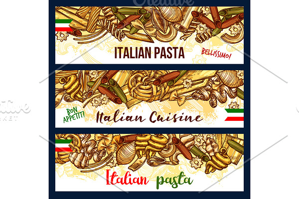 Italian pasta sketch pastry products
