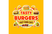 Burger takeaway fast food poster