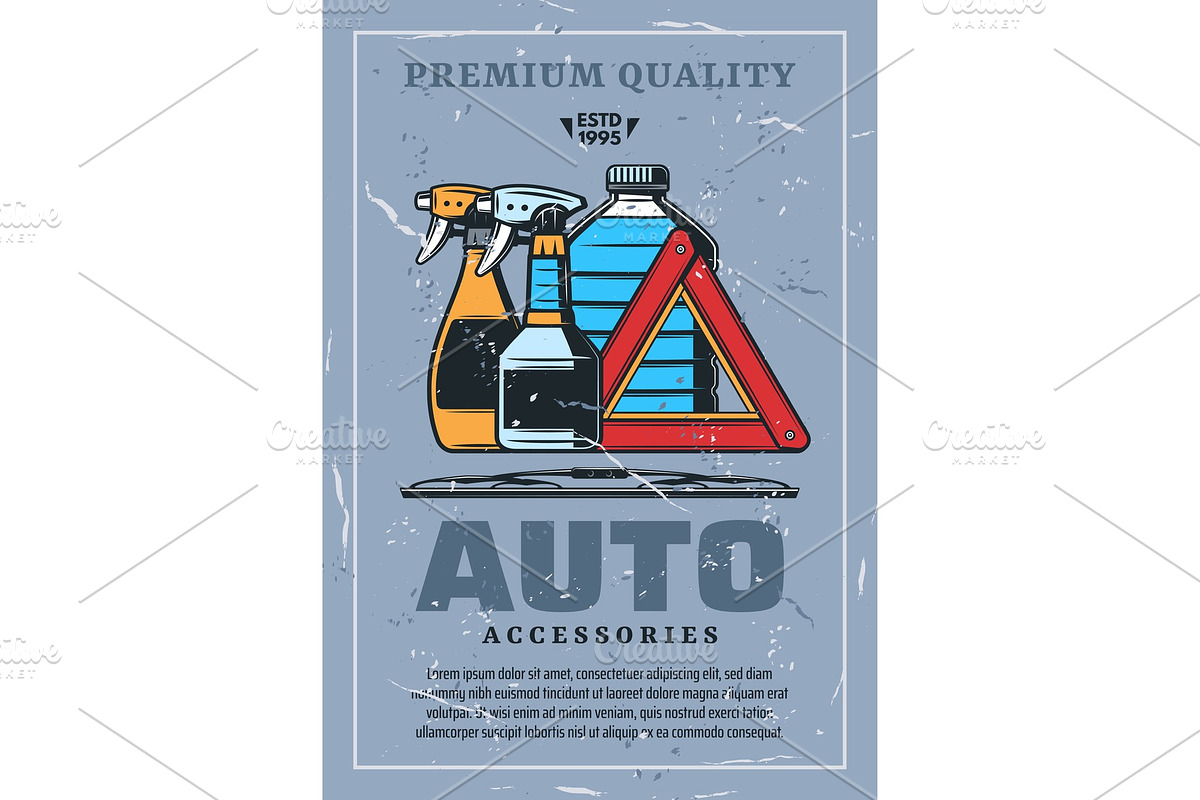 Auto accessories retro with liquids in Illustrations - product preview 8