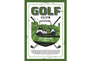 Golf club and car on lawn poster