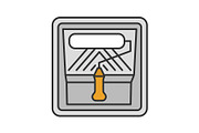 Paint roller in tray container icon