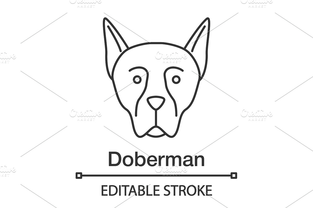 Doberman Pinscher linear icon in Icons - product preview 8