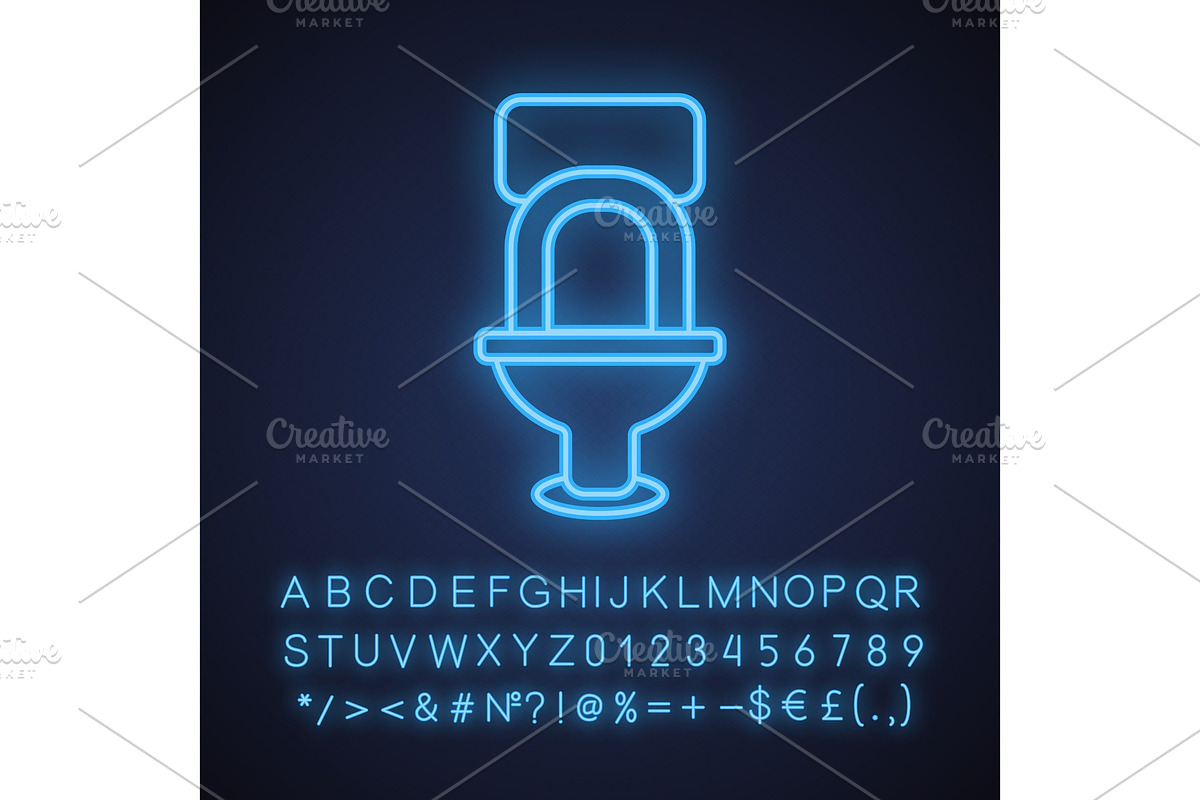 Toilet pan neon light icon in Graphics - product preview 8