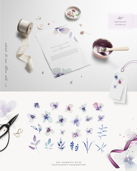 Abstract Watercolor Florals in Illustrations - product preview 1